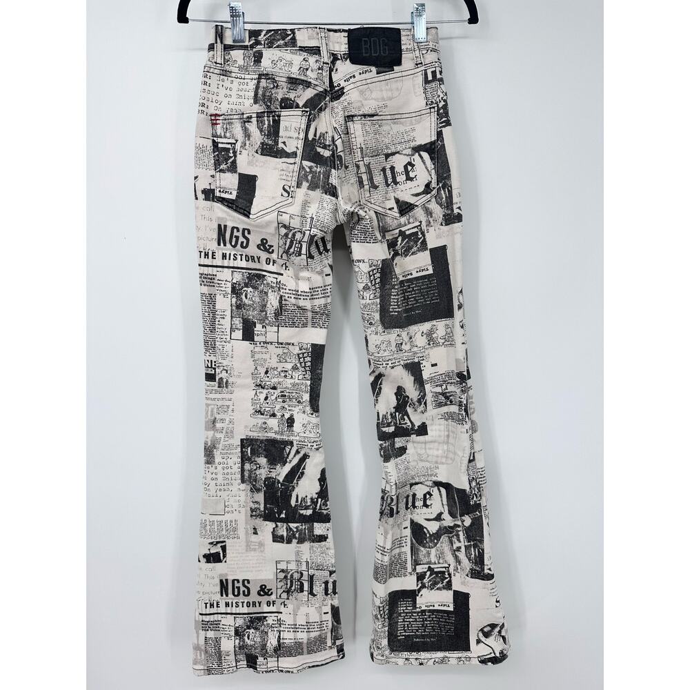 BDG Women's Low Rise Flare Newspaper Printed Denim Jeans Size 26 - Picture 7 of 8